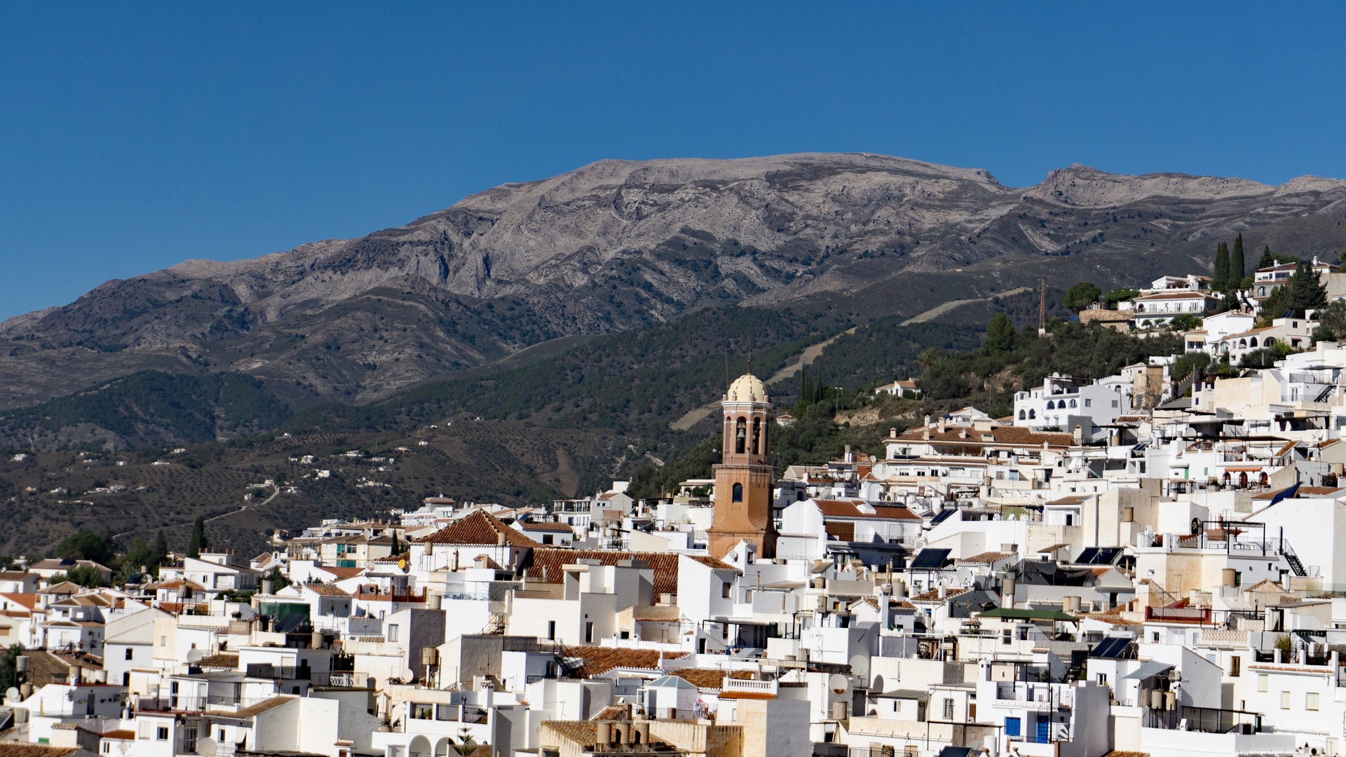 The typical white Andalusian town of Competa in the mountains of mälaga.
