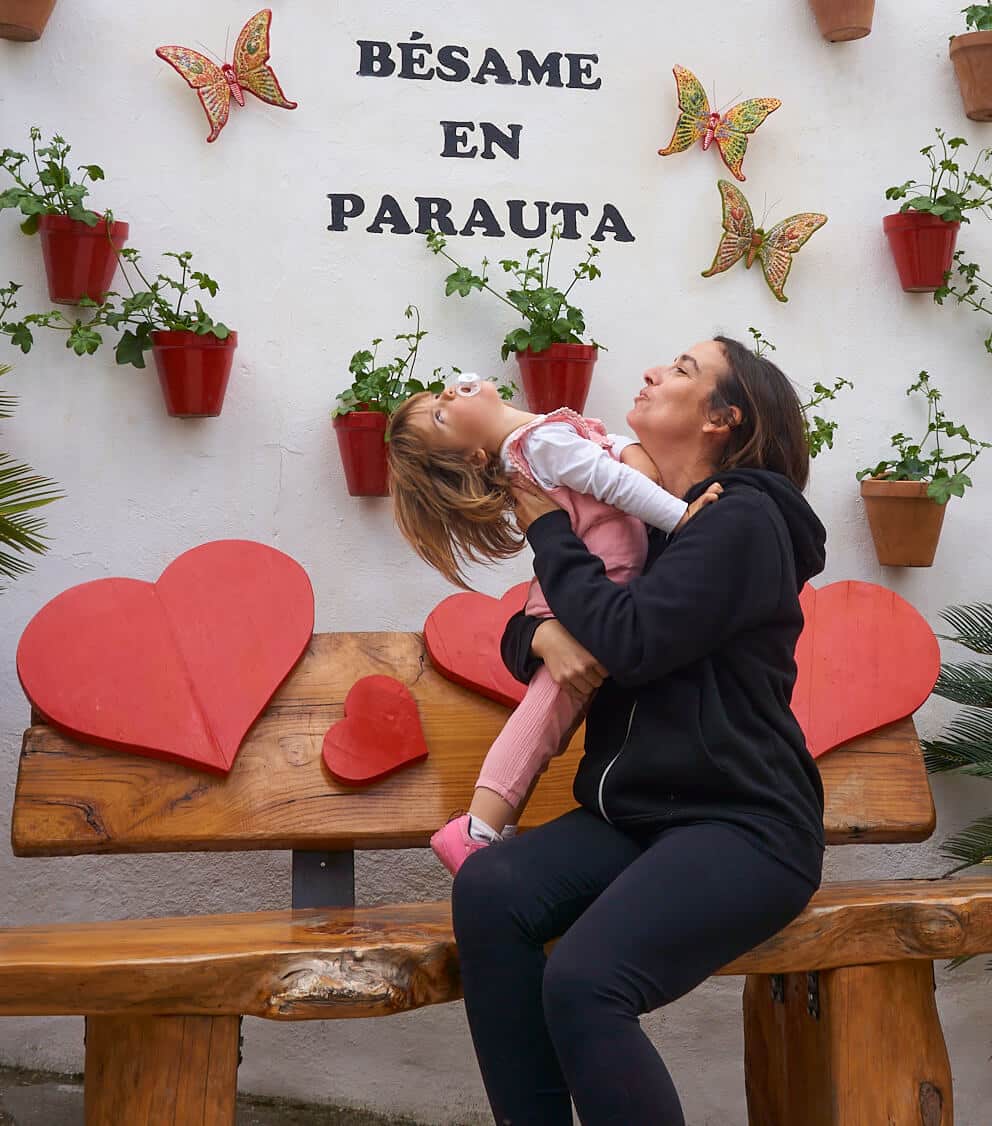 Our daughter resisting a kiss in the rincón del beso in Parauta Málaga