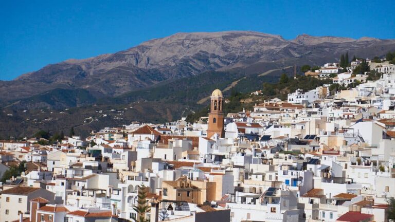Views of the white town of Compéta in Málaga, Andalusia